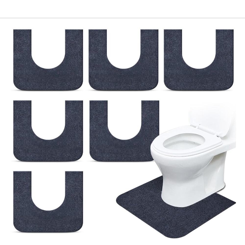6 Pack Toilet Mat Round Commode Potty Training Urinal Mats for Bathroom- Gray